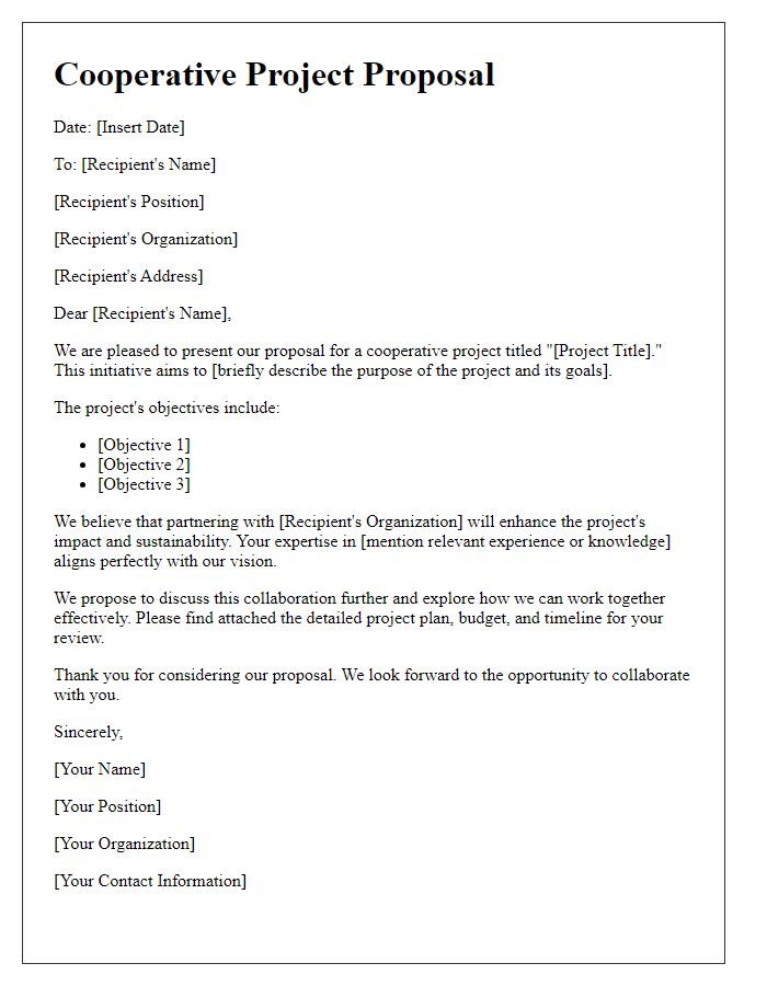 Letter template of cooperative project proposal