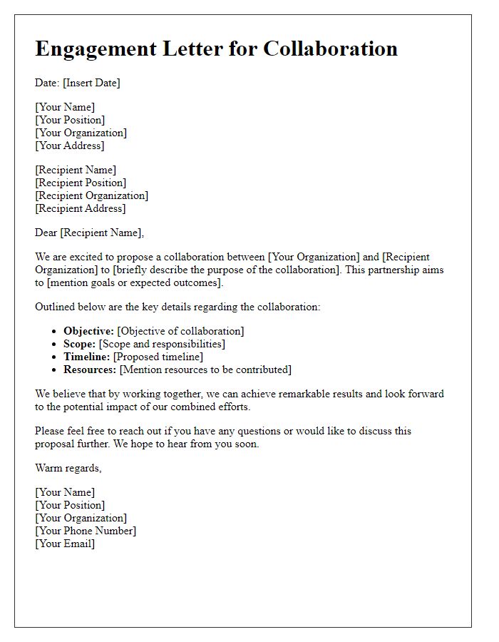 Letter template of engagement for collaboration