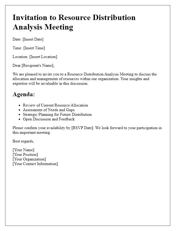 Letter template of resource distribution analysis meeting