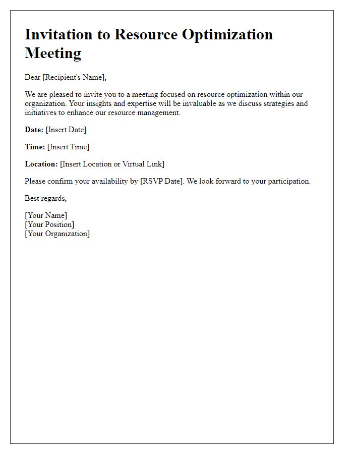 Letter template of resource optimization meeting invitation