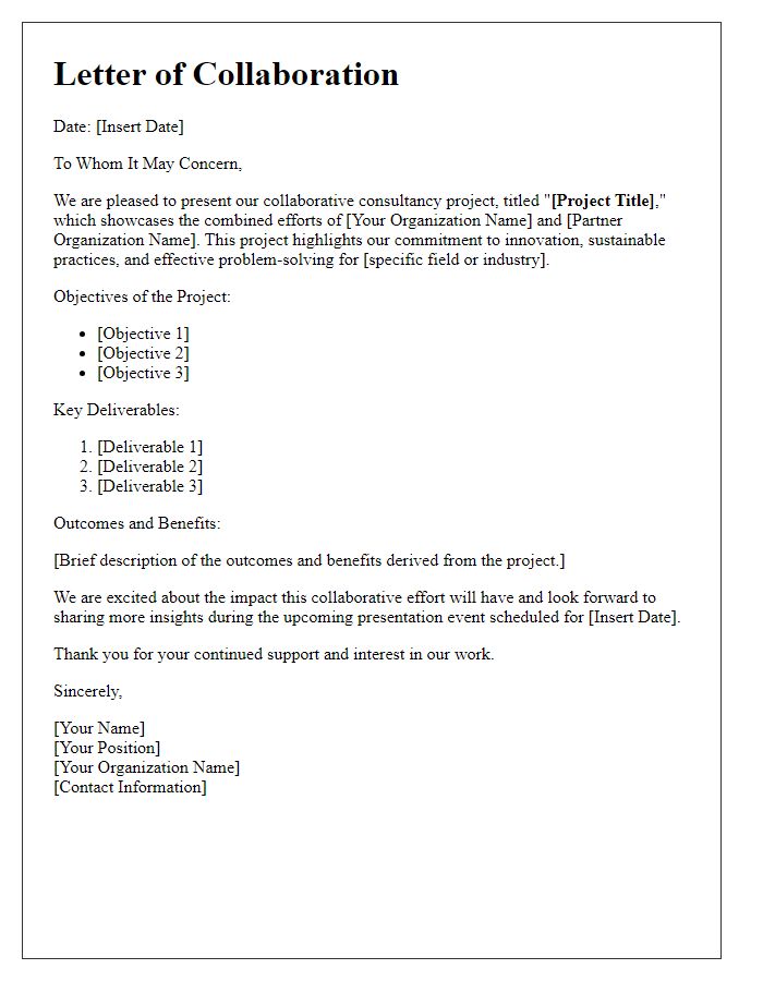 Letter template of collaborative consultancy project showcase