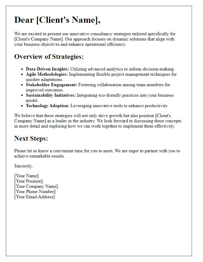 Letter template of innovative consultancy strategies demonstration