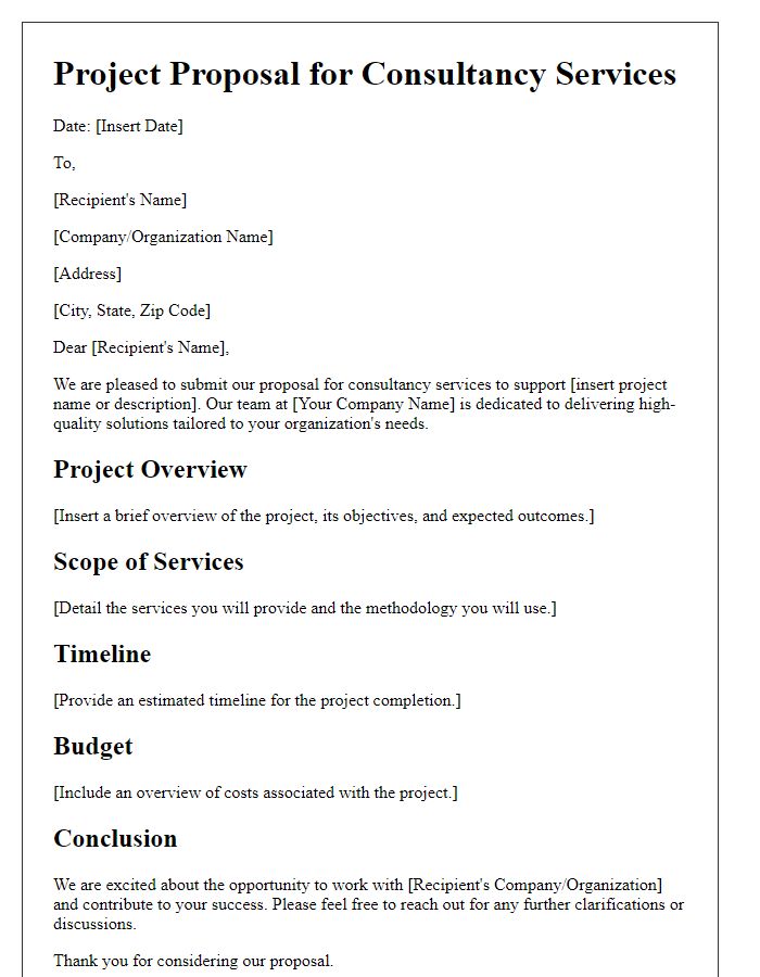 Letter template of project proposal for consultancy showcase