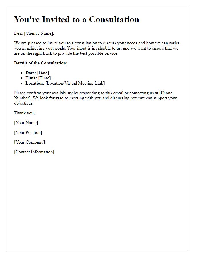 Letter template of client consultation invitation