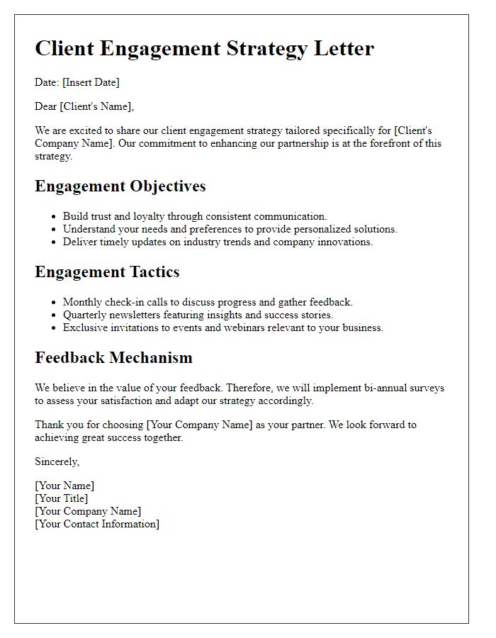 Letter template of client engagement strategy