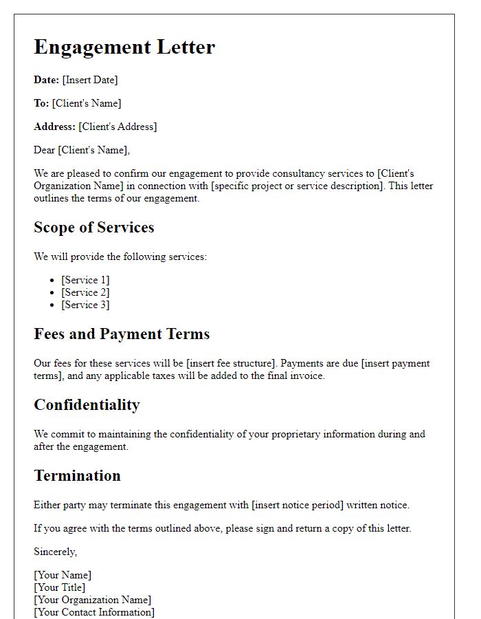 Letter template of engagement letter for global consultancy.