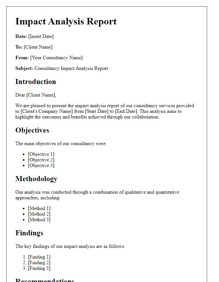 Letter template of consultancy impact analysis