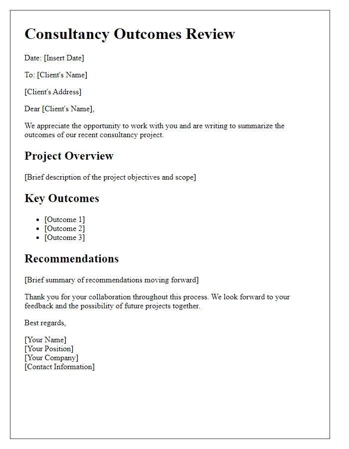 Letter template of consultancy outcomes review