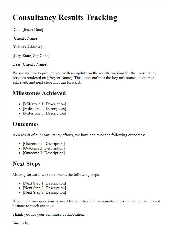 Letter template of consultancy results tracking