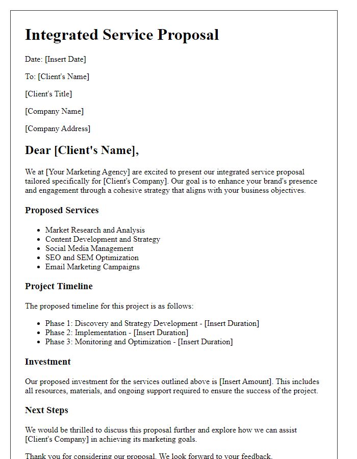 Letter template of integrated service proposal for marketing agencies.