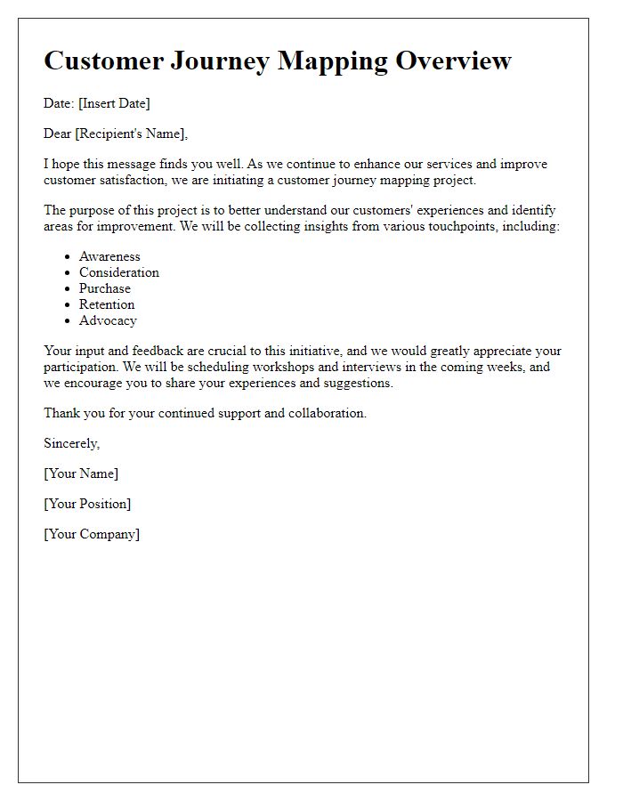 Letter template of customer journey mapping