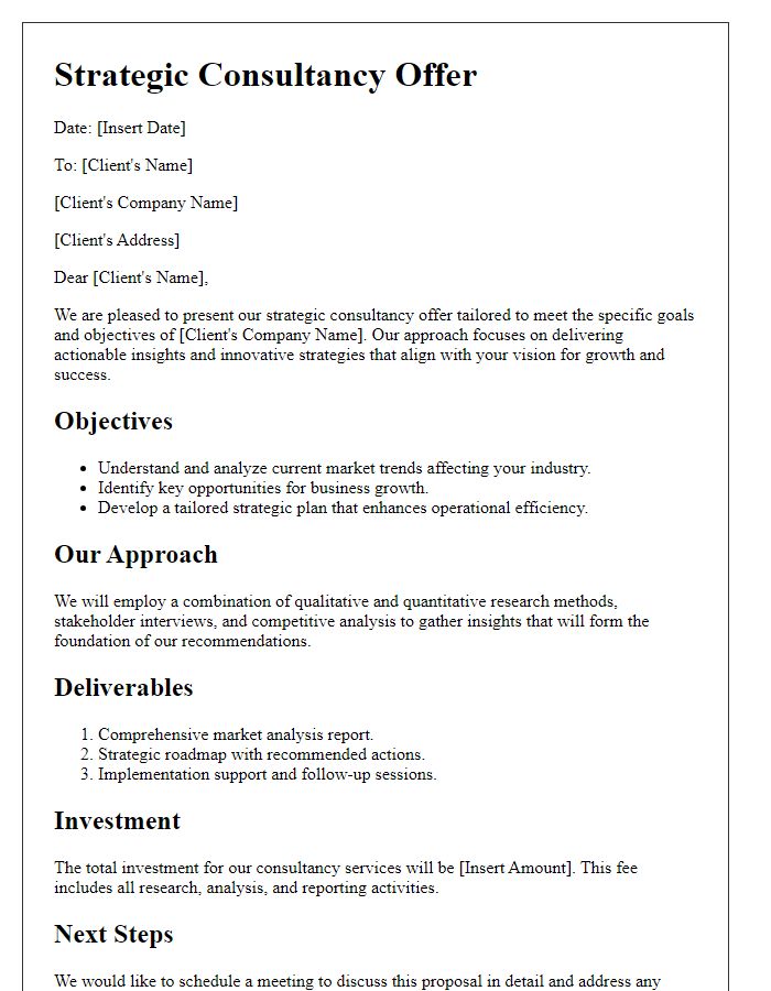 Letter template of strategic consultancy offer designed for client goals