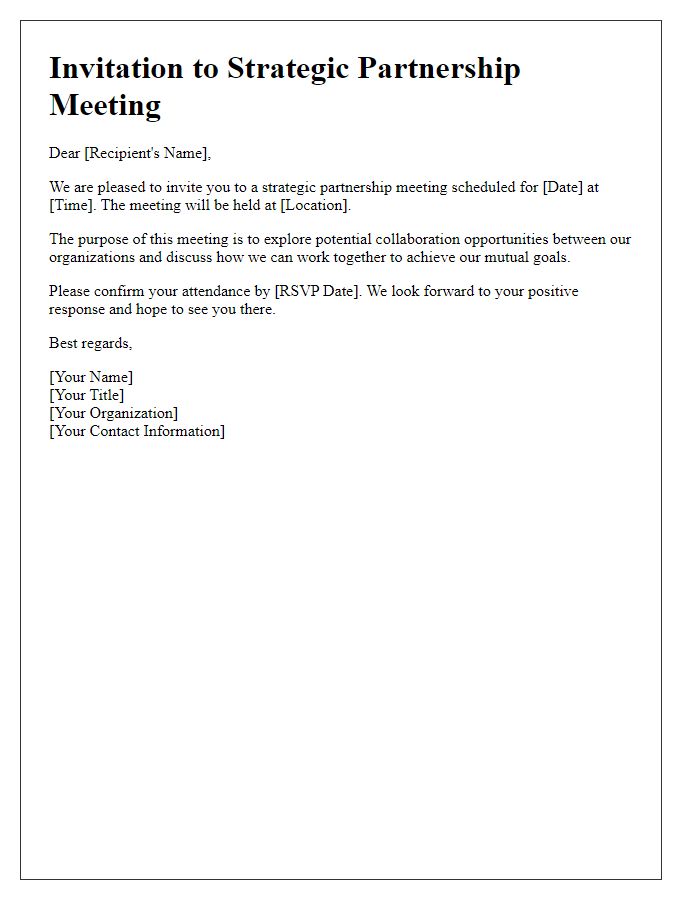 Letter template of invitation for strategic partnership meeting