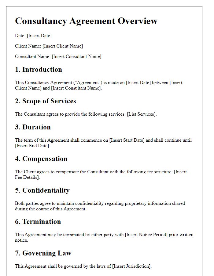 Letter template of consultancy agreement overview