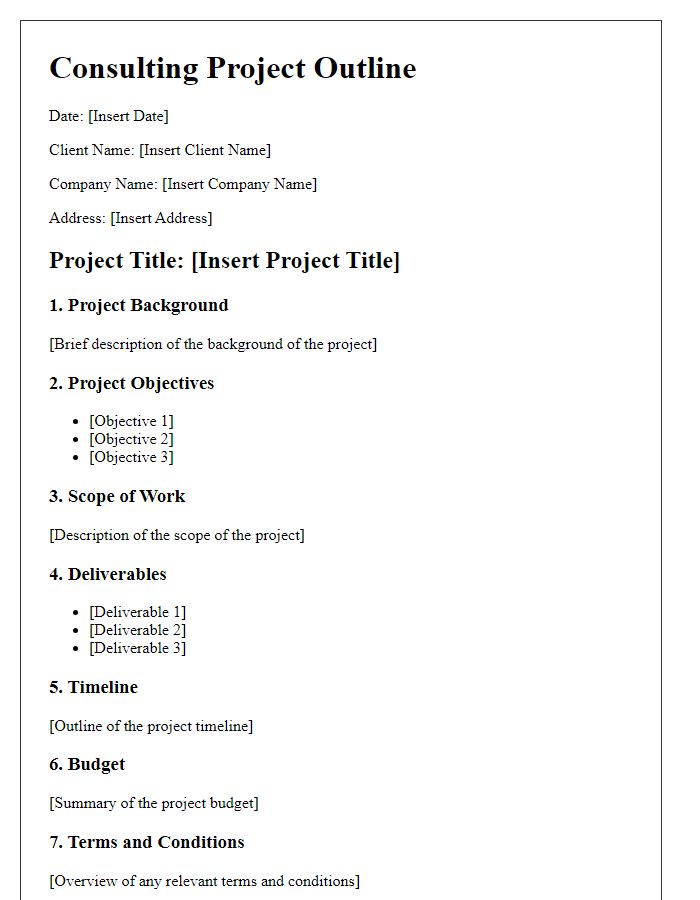 Letter template of customized consulting project outline