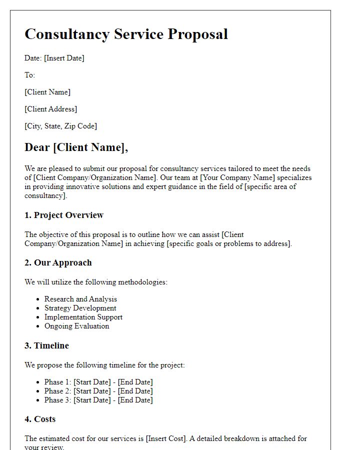 Letter template of professional consultancy service proposal