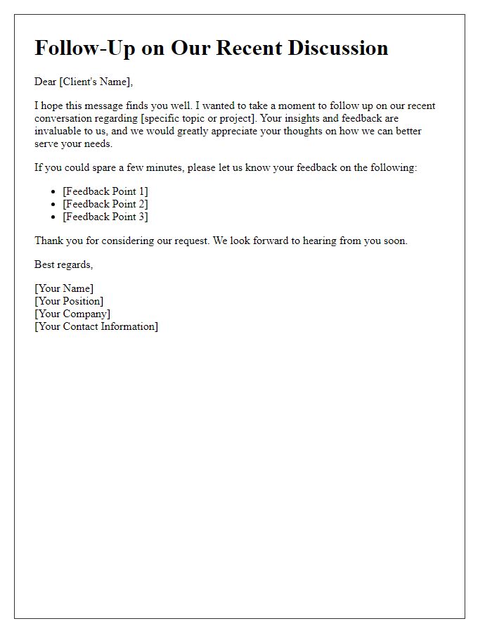 Letter template of follow-up request for potential client feedback