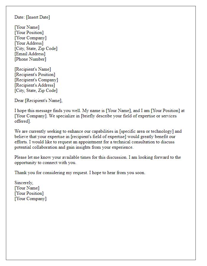 Letter template of Introduction for Technical Consultation Appointment