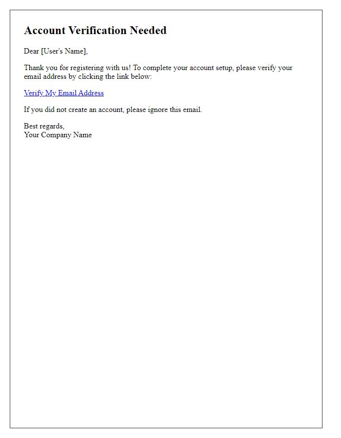 Letter template of account verification email confirmation