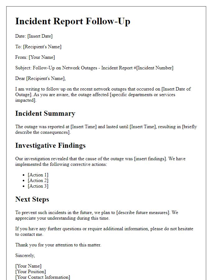 Letter template of incident report follow-up addressing network outages