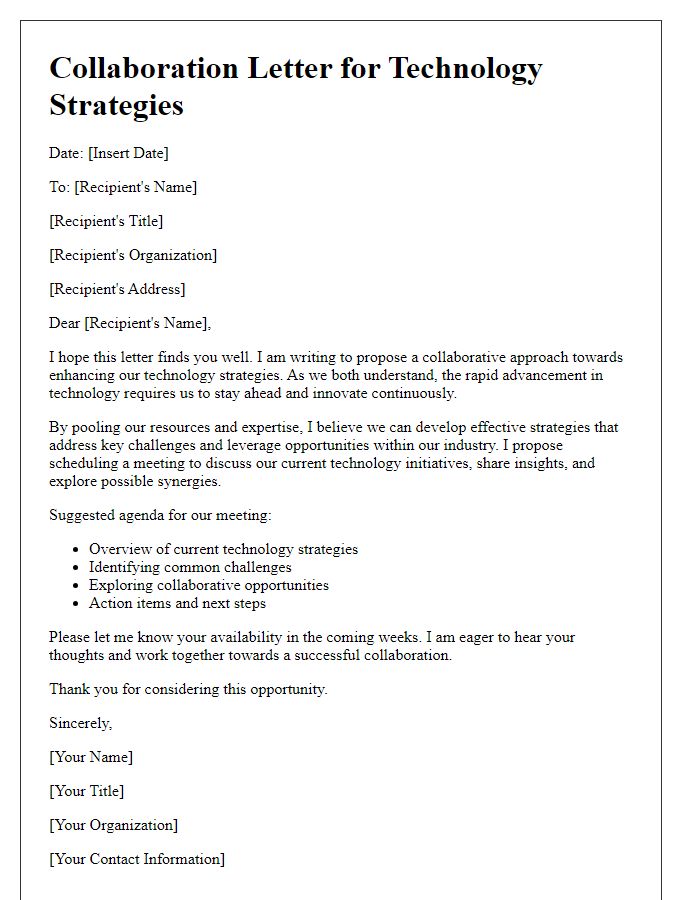 Letter template of effective technology strategies collaboration