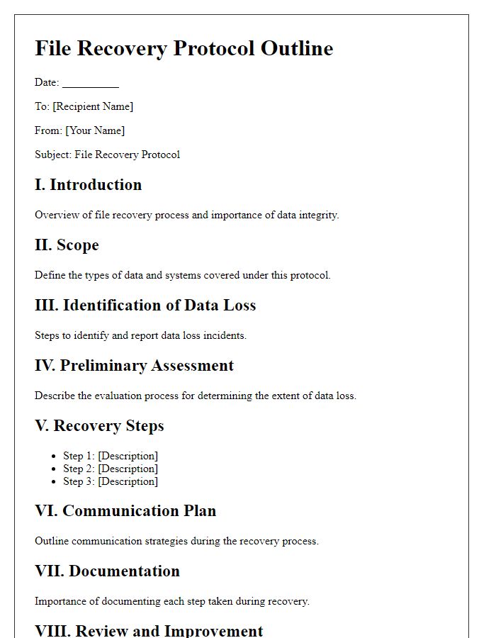 Letter template of file recovery protocol outline