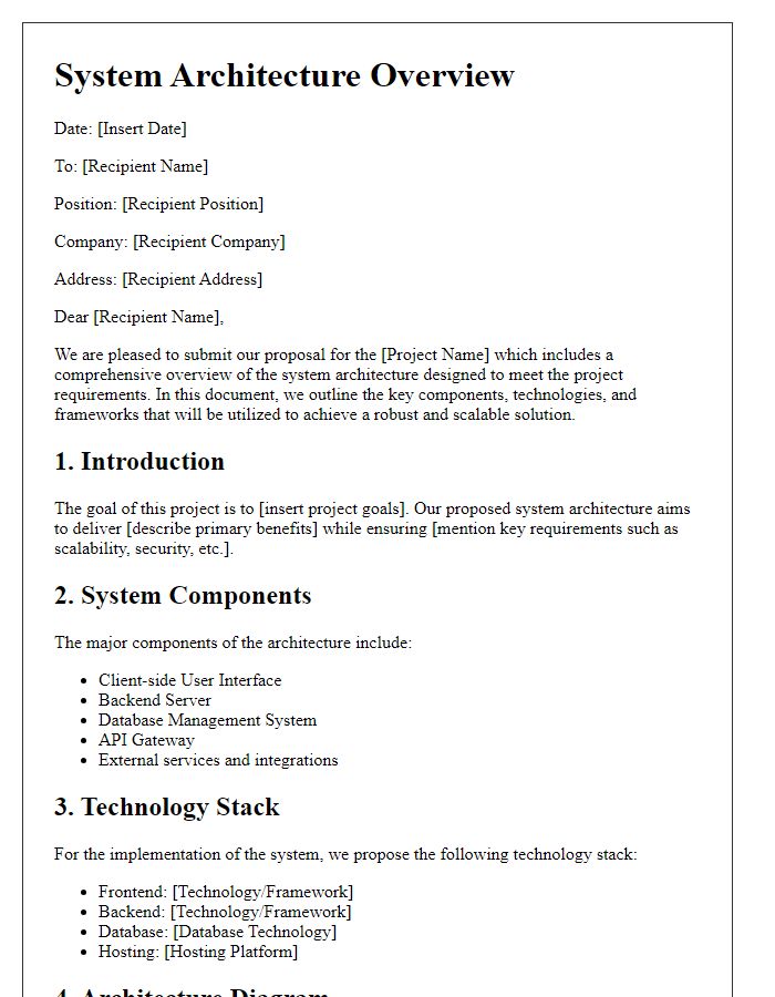 Letter template of system architecture overview for proposal submission