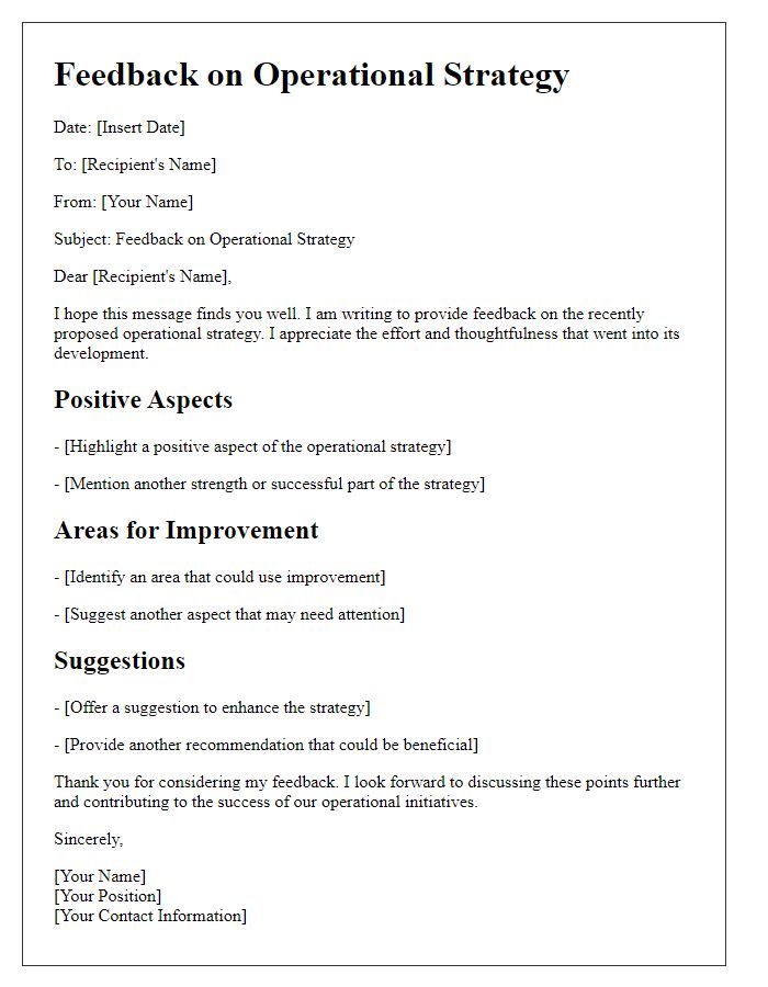 Letter template of operational strategy feedback