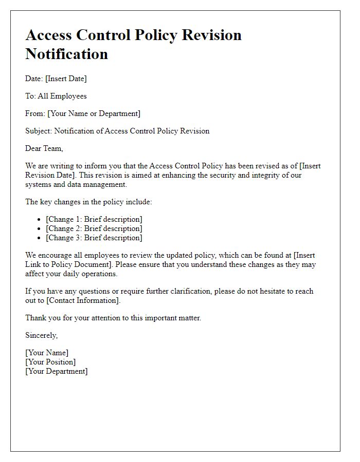 Letter template of access control policy revision notification