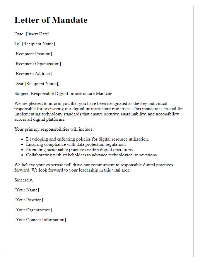 Letter template of responsible digital infrastructure mandate