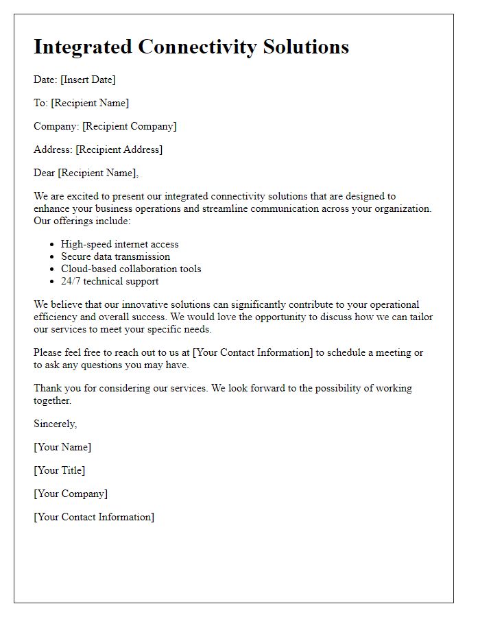 Letter template of integrated connectivity solutions