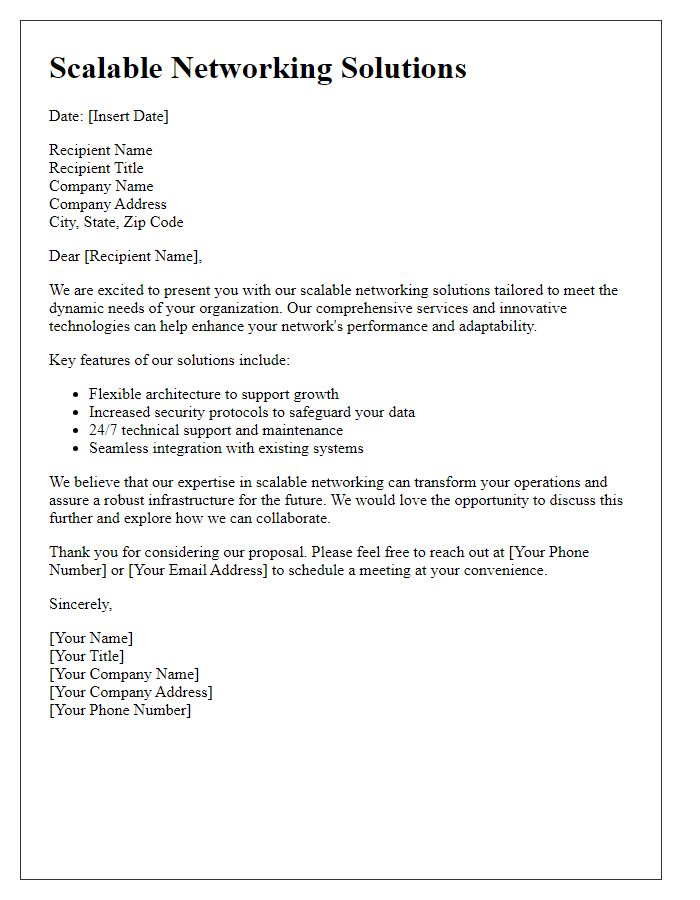 Letter template of scalable networking solutions