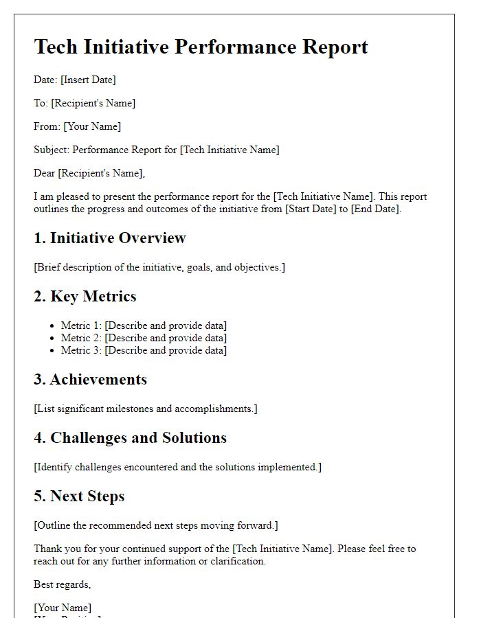 Letter template of tech initiative performance reports