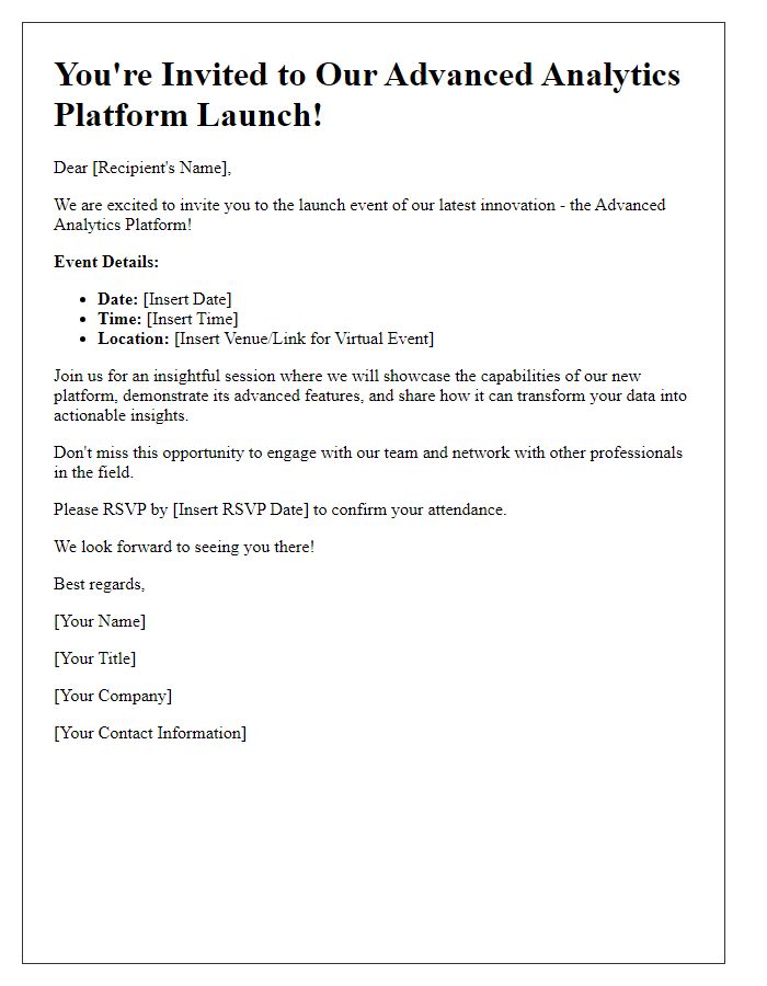 Letter template of advanced analytics platform launch invitation