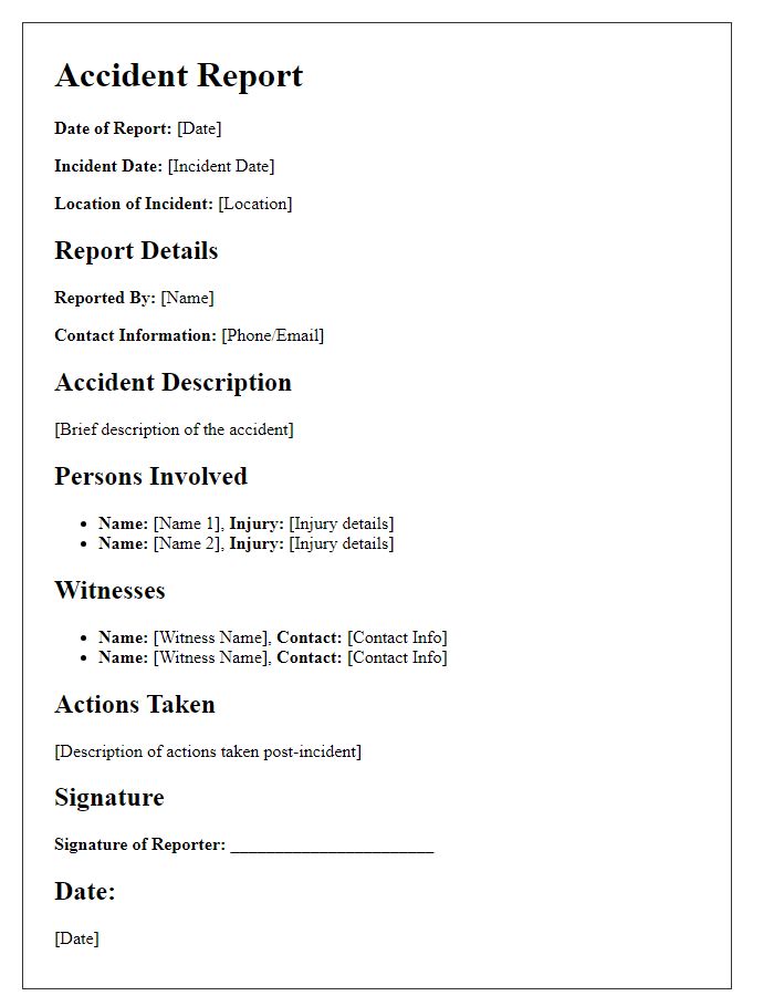 Letter template of accident report documentation