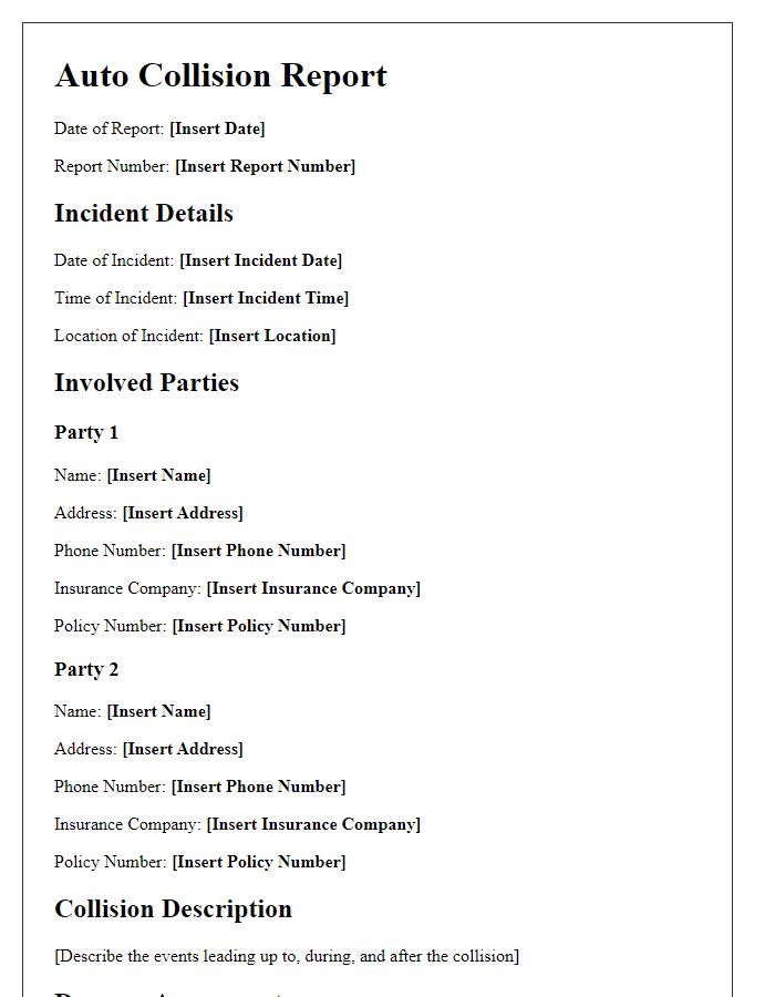 Letter template of auto collision report