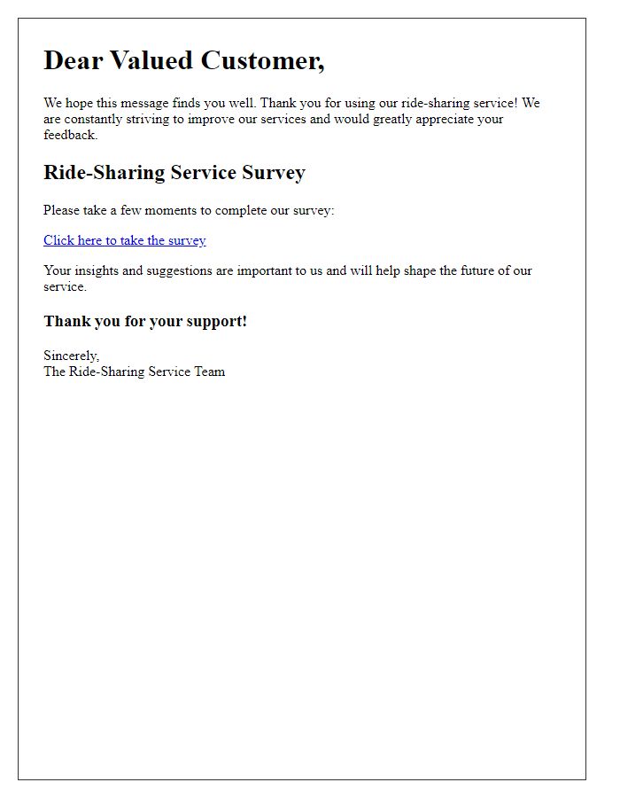 Letter template of ride-sharing service survey