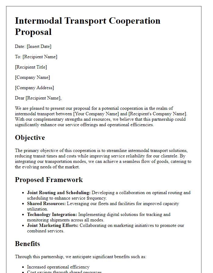 Letter template of intermodal transport cooperation proposal