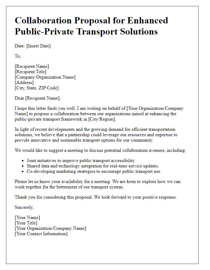 Letter template of public-private transport collaboration suggestion