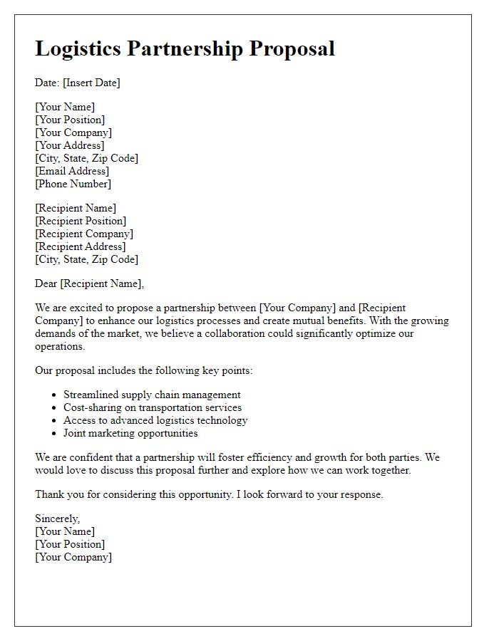 Letter template of logistics partnership proposal