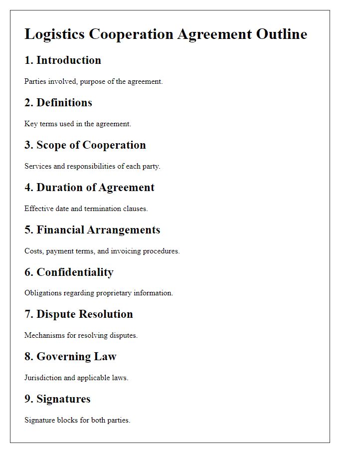 Letter template of logistics cooperation agreement outline.