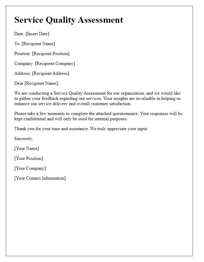 Letter template of Service Quality Assessment