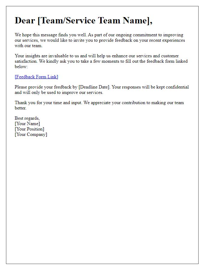 Letter template of feedback collection for service team