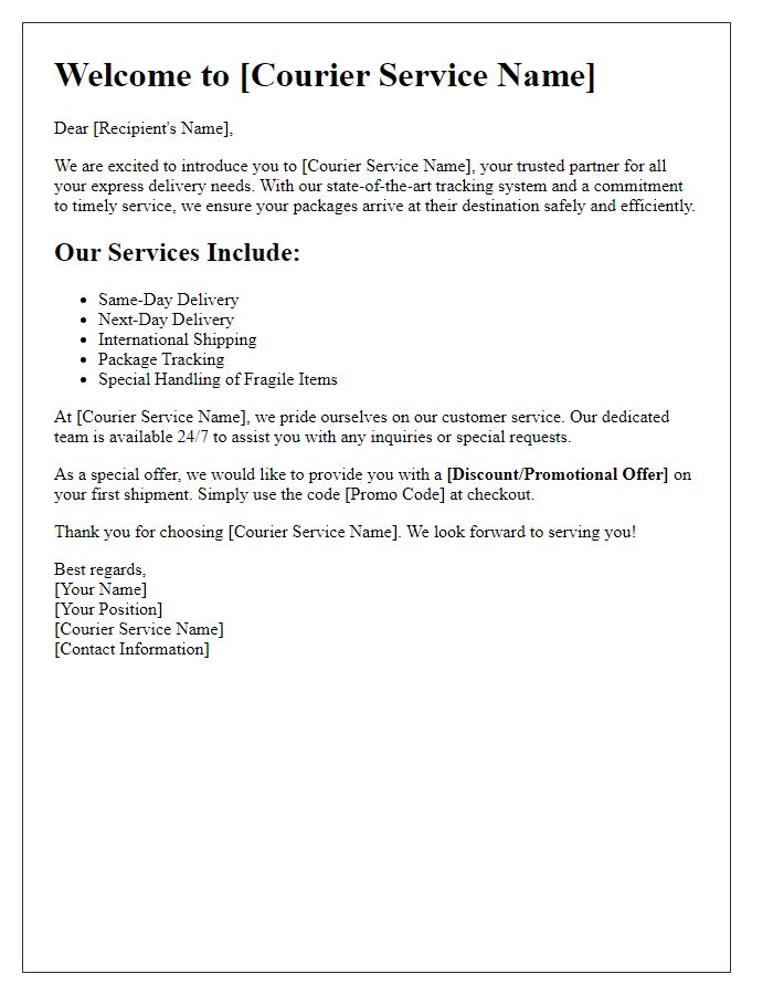 Letter template of express courier service introduction