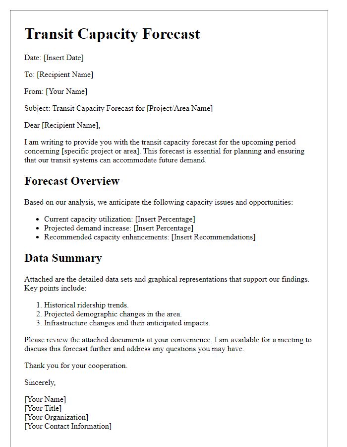 Letter template of transit capacity forecast