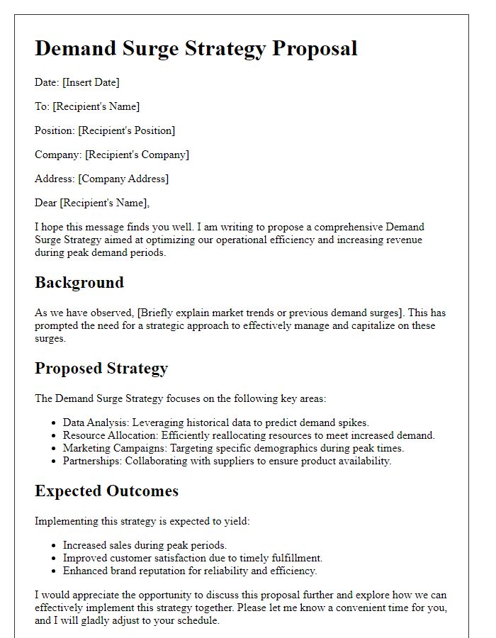 Letter template of demand surge strategy proposal