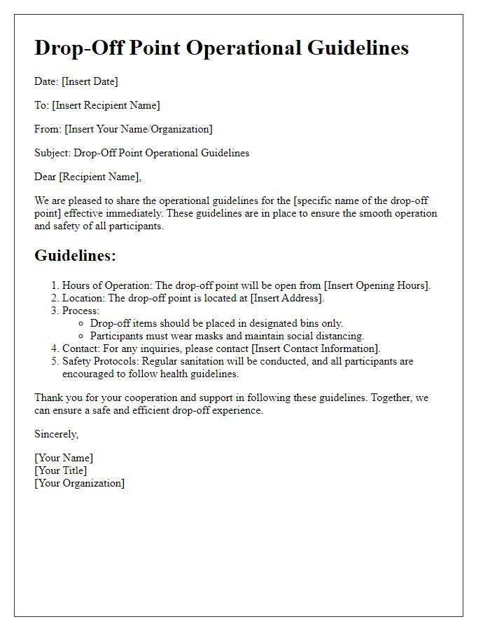 Letter template of Drop-Off Point Operational Guidelines