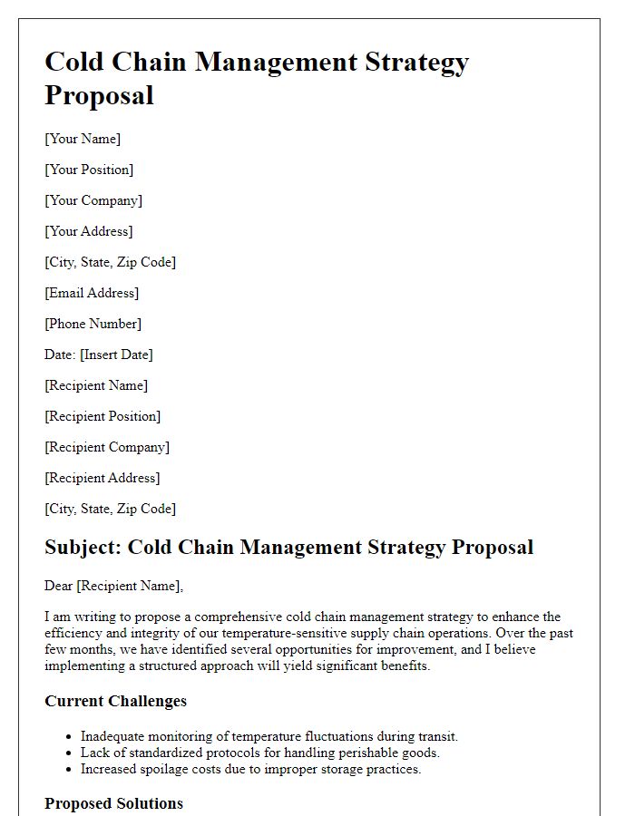 Letter template of cold chain management strategy