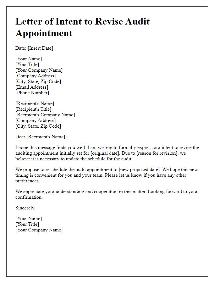 Letter template of intent to revise audit appointment