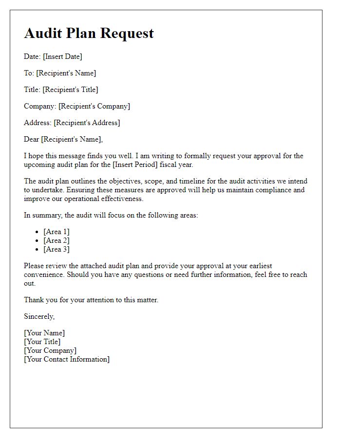 Letter template of audit plan request for approval